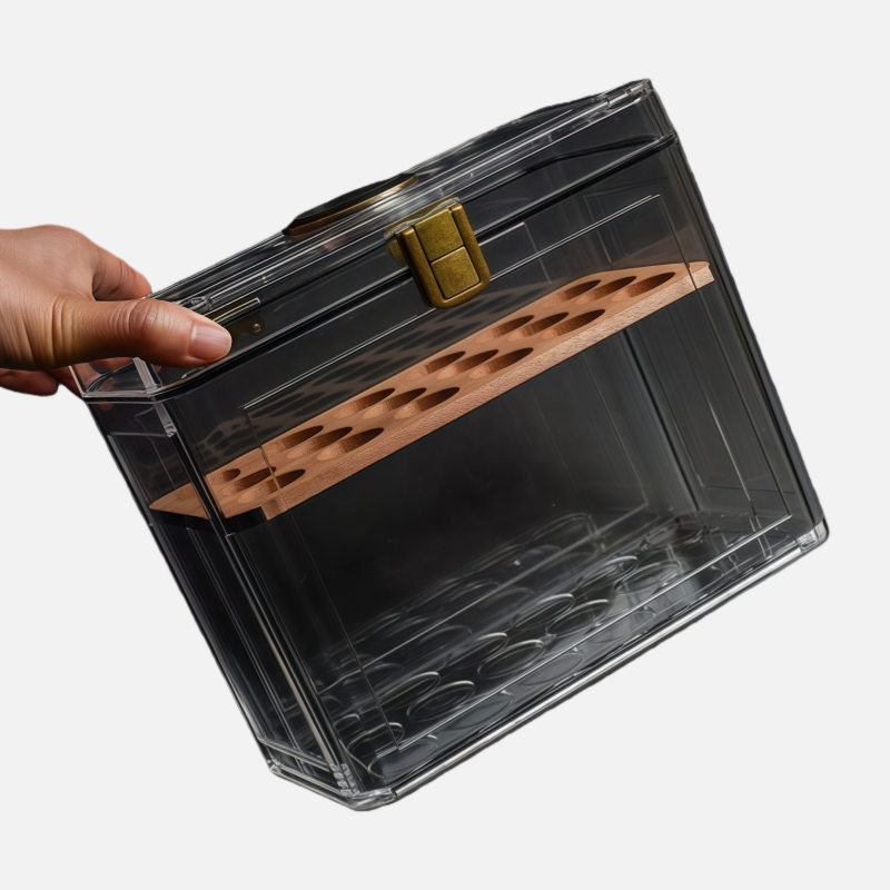Portable Clear Acrylic Cigar Humidor – Travel Case for Cigar Storage with Hygrometer