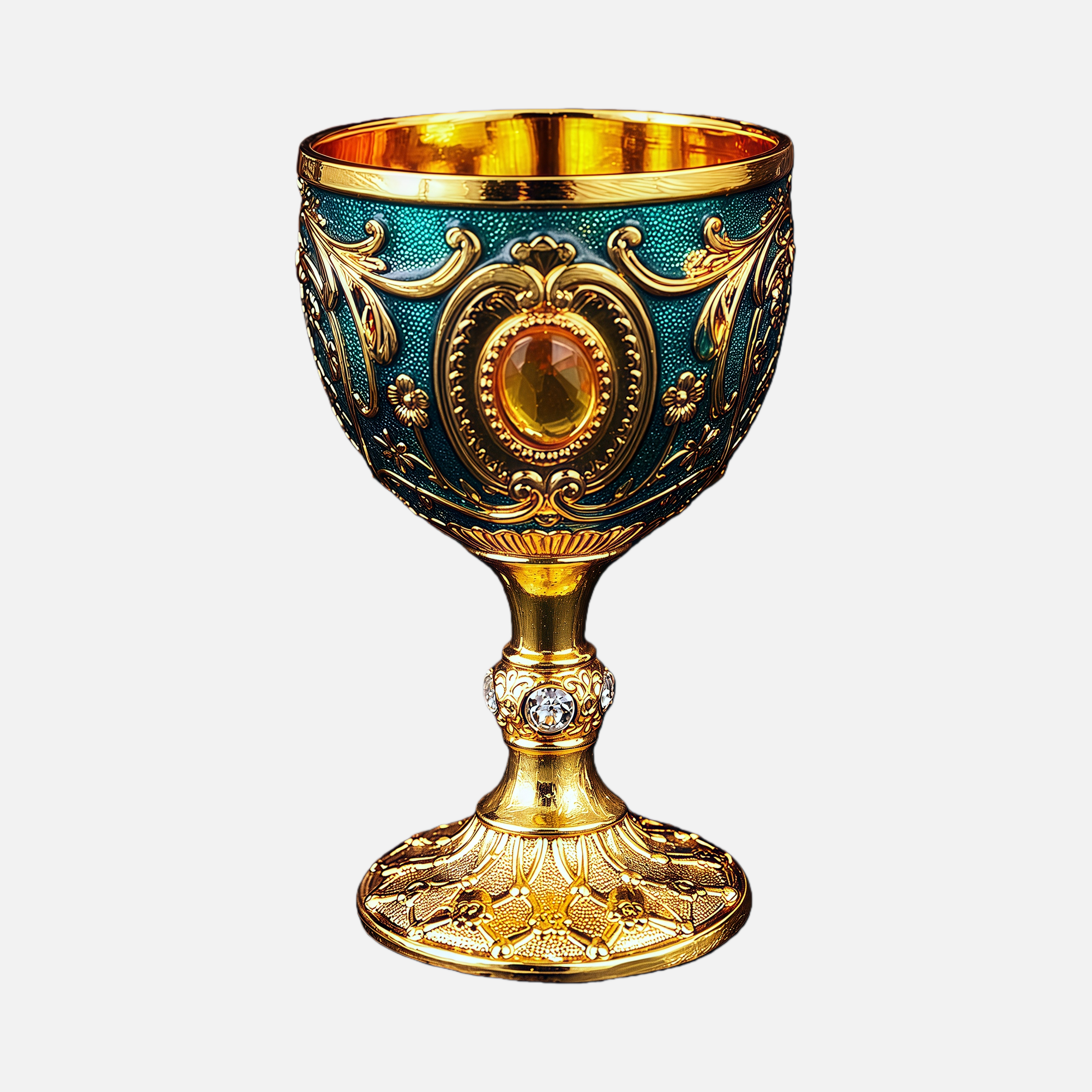 Vintage Gold Goblet – Small Luxury Wine Cup with Crystal Detail