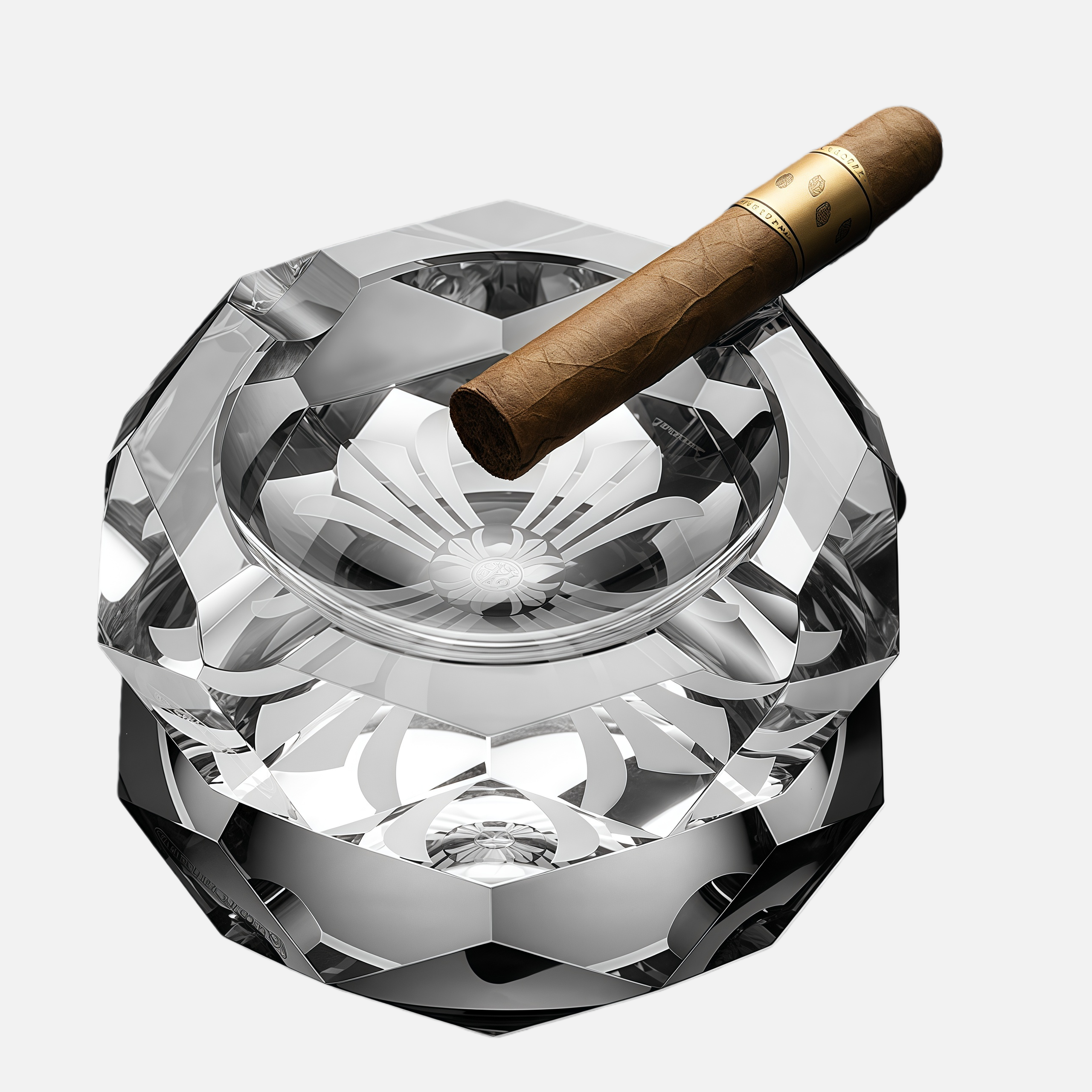 Premium Crystal Cigar Ashtray – Elegant Faceted Geometric Design for Cigar Lovers