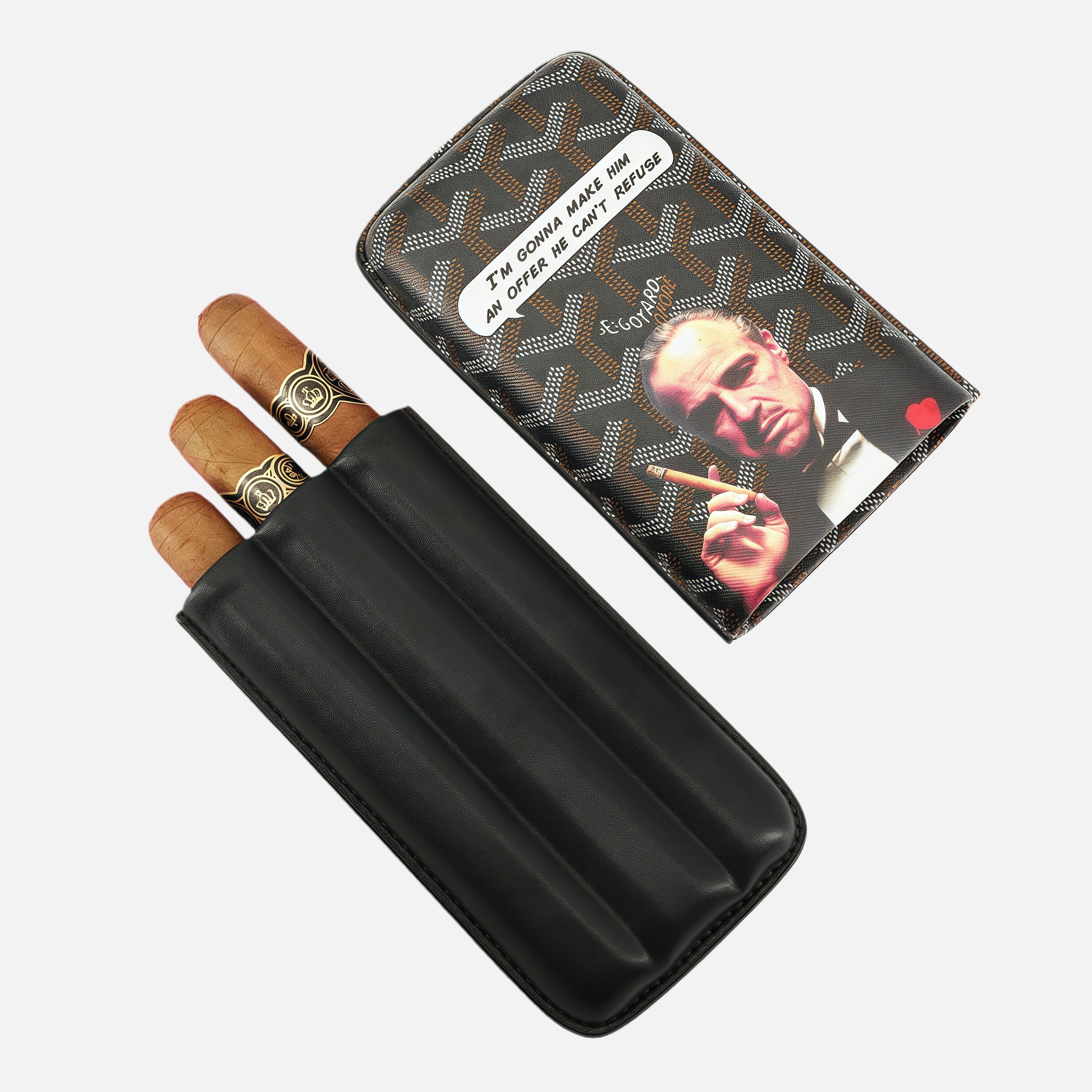Premium 3-Pack Cigar Case – Godfather Style Leather Portable Travel Holder