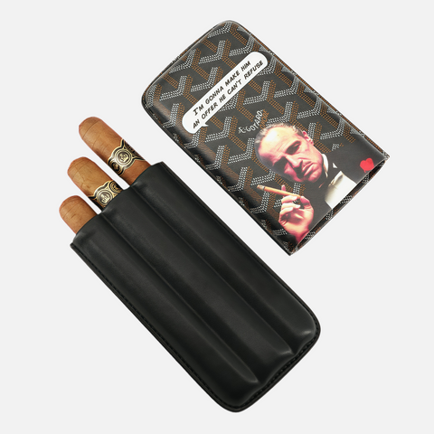 Premium 3-Pack Cigar Case – Godfather Style Leather Portable Travel Holder