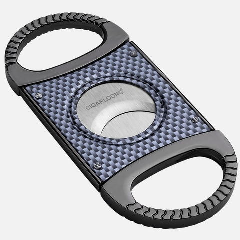 Luxury Double Blade Cigar Cutter – Stainless Steel with Carbon Fiber Finish
