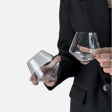 Tilted Whiskey Glass – Unique Anti-Roll Crystal Tumbler for Whiskey & Cocktails