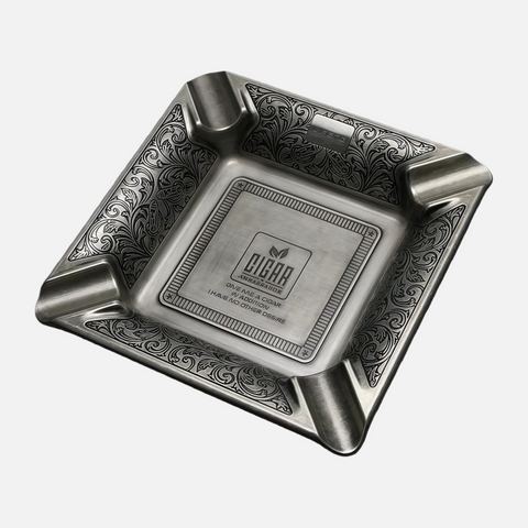 High-End Luxury Cigar Ashtray – Vintage Engraving with Elegant Brass Finish