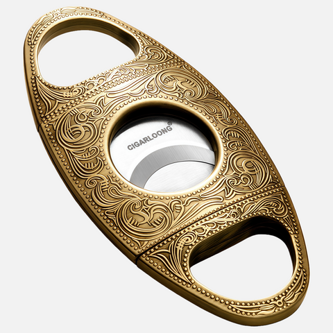 Luxury Engraved Cigar Cutter – Stainless Steel Double Blade with Vintage Design