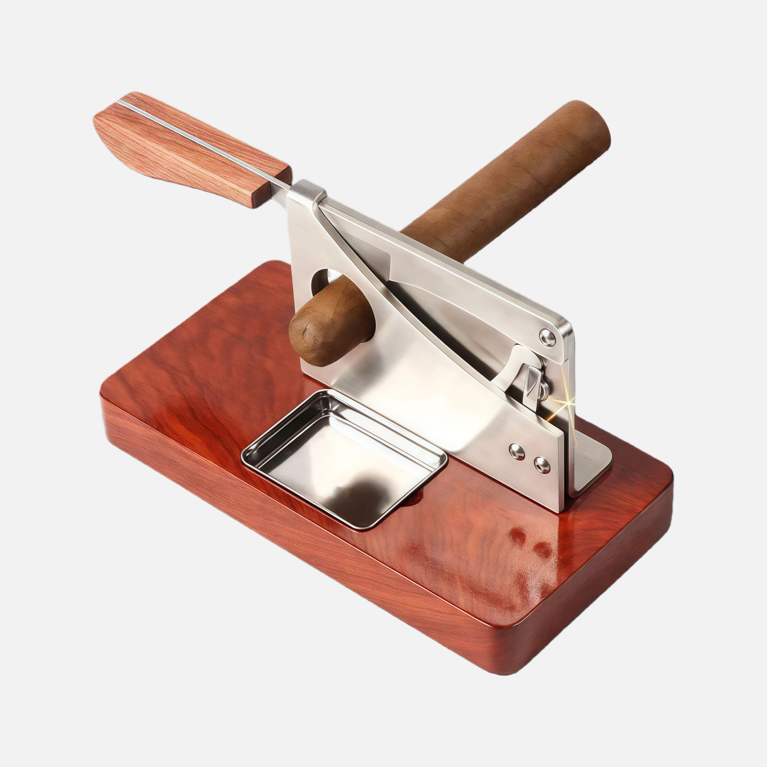 Precision Lever Cigar Cutter – Professional Guillotine with Wooden Stand for Cigars