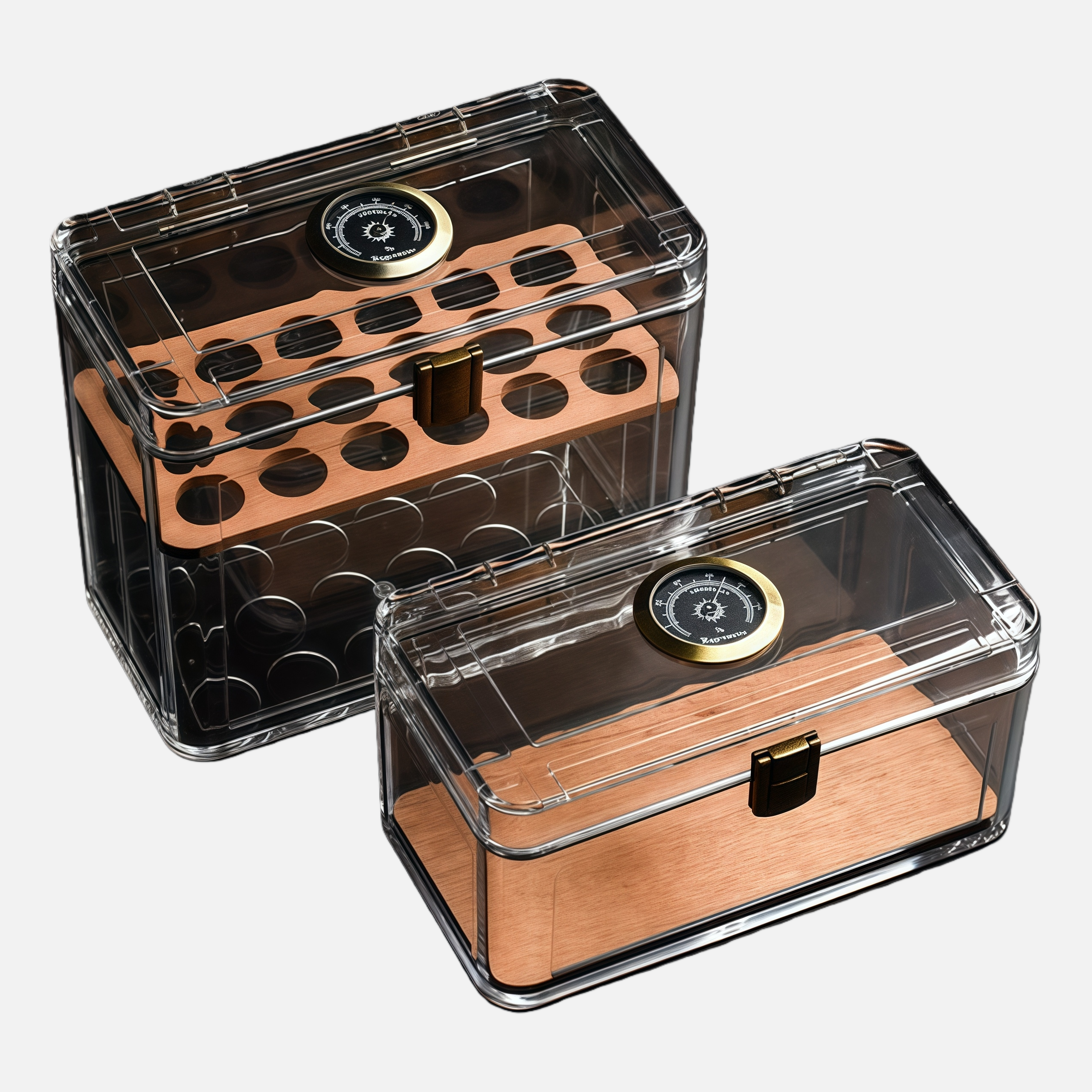 Portable Clear Acrylic Cigar Humidor – Travel Case for Cigar Storage with Hygrometer