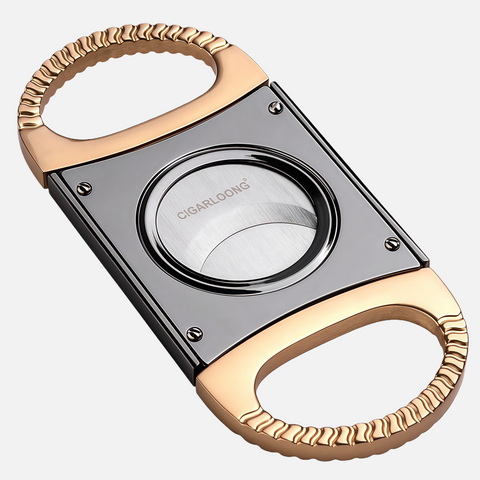 Luxury Double Blade Cigar Cutter – Stainless Steel with Carbon Fiber Finish