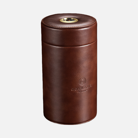 Leather Cigar Humidor Case – Airtight Travel Tube with Built-in Hygrometer for Cigar Storage