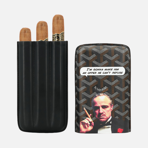 Premium 3-Pack Cigar Case – Godfather Style Leather Portable Travel Holder