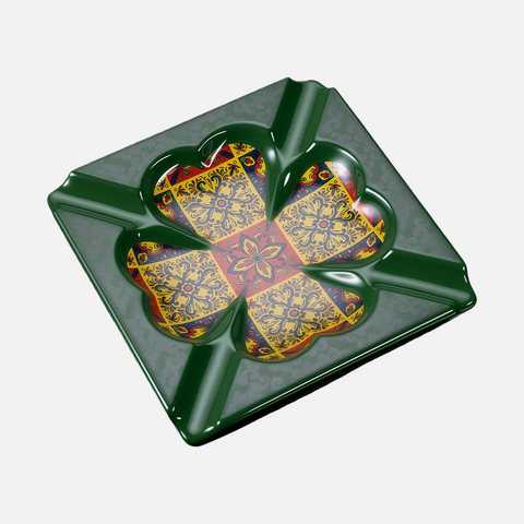 Luxury Ceramic Cigar Ashtray – Vintage Floral Pattern with 4 Cigar Slots