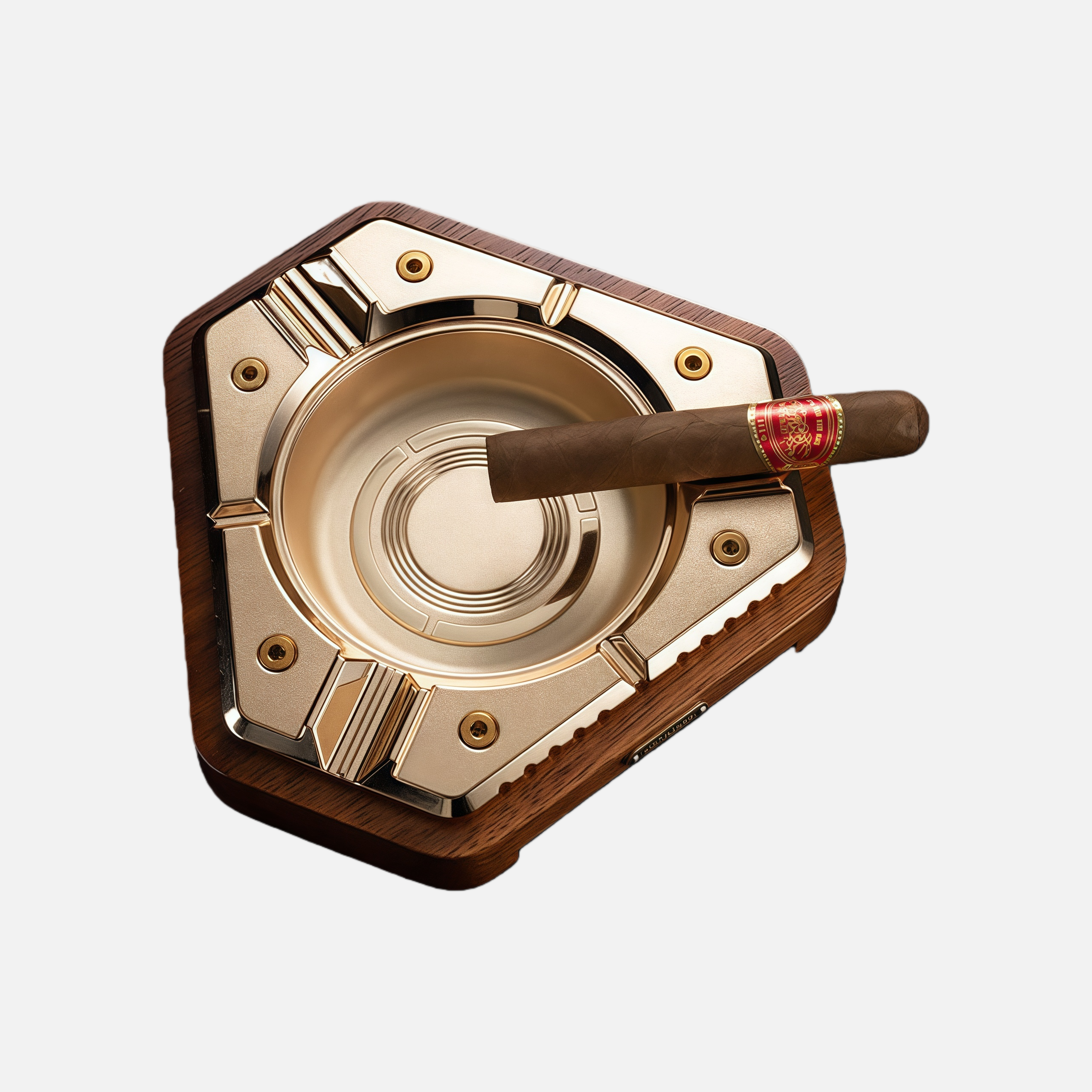 Premium Metal & Wood Cigar Ashtray – Elegant Heavy-Duty Desk Design for Cigar Enthusiasts