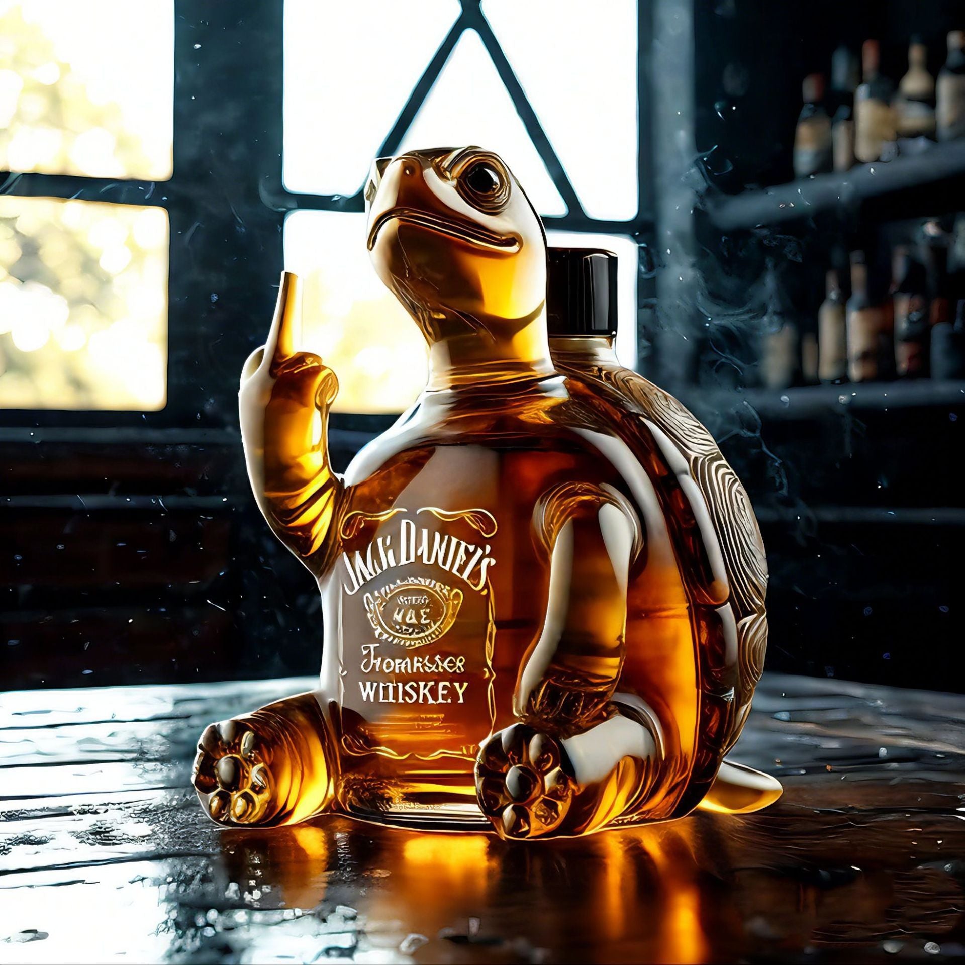 Funny Turtle Whiskey Decanter – Unique Glass Bottle Gift for Men & Bar Decor
