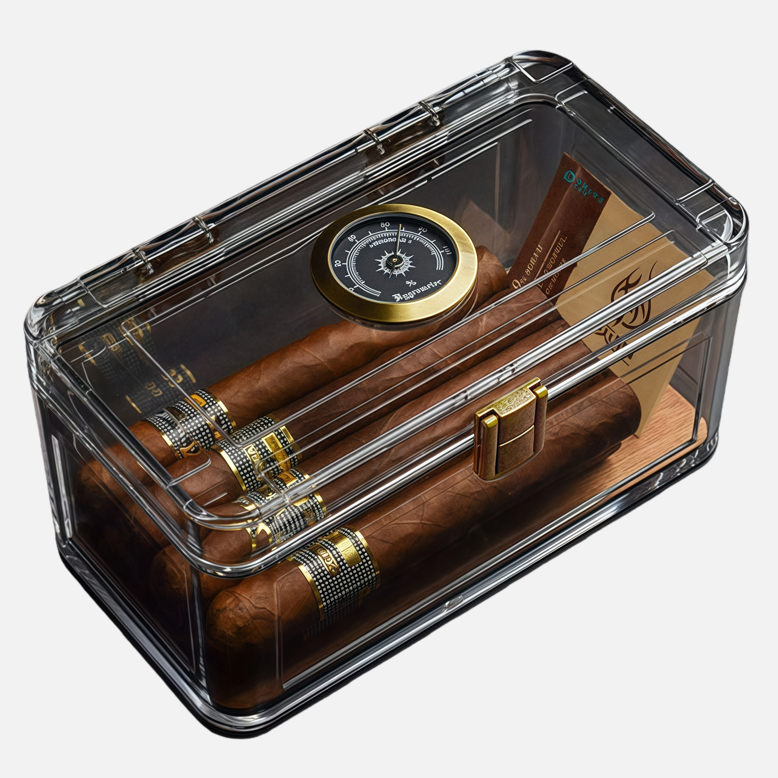 Portable Clear Acrylic Cigar Humidor – Travel Case for Cigar Storage with Hygrometer