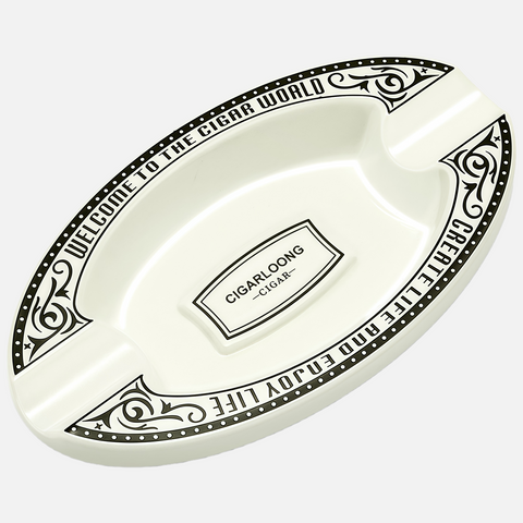 Luxury Ceramic Cigar Ashtray – Classic Oval Design with Dual Cigar Rests