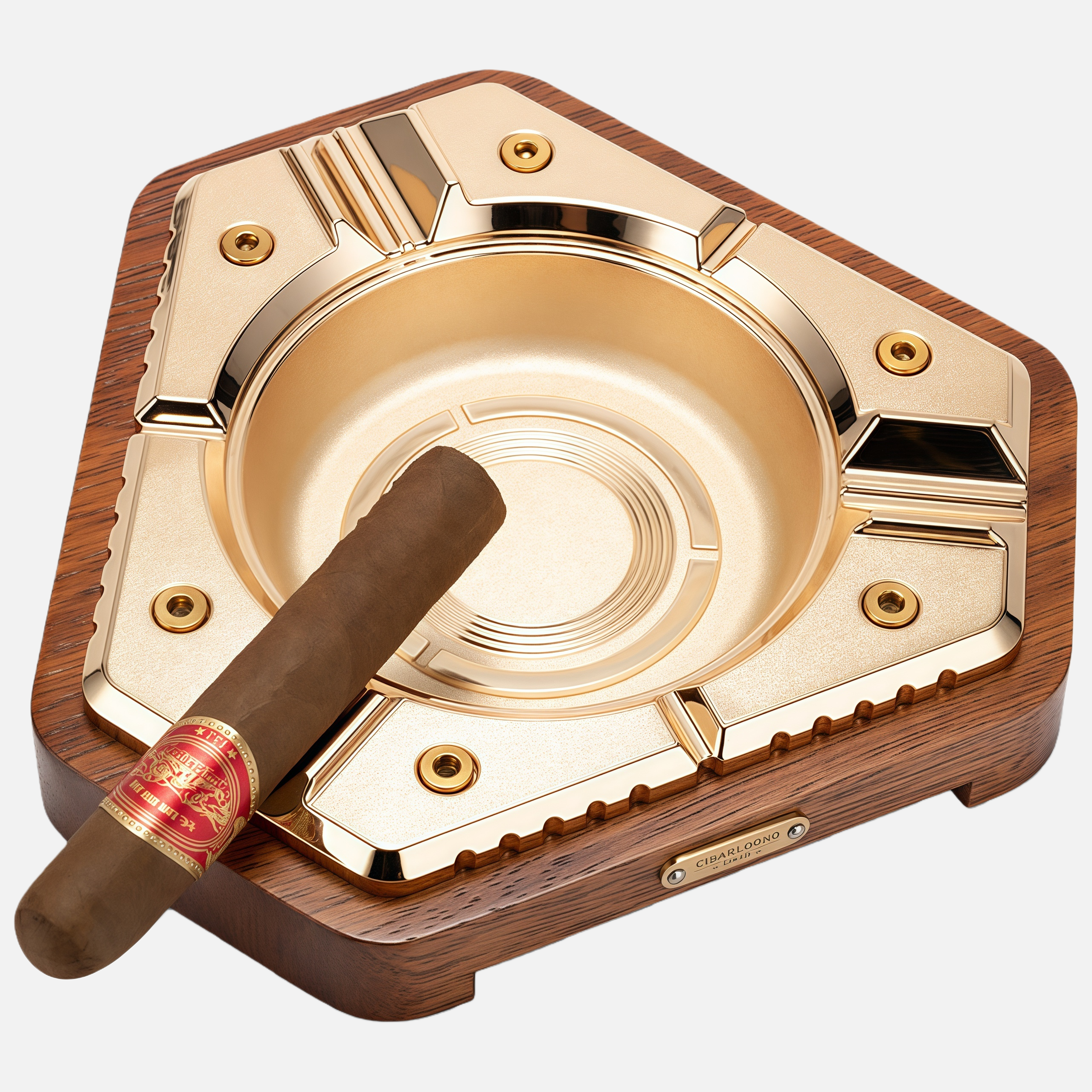 Premium Metal & Wood Cigar Ashtray – Elegant Heavy-Duty Desk Design for Cigar Enthusiasts