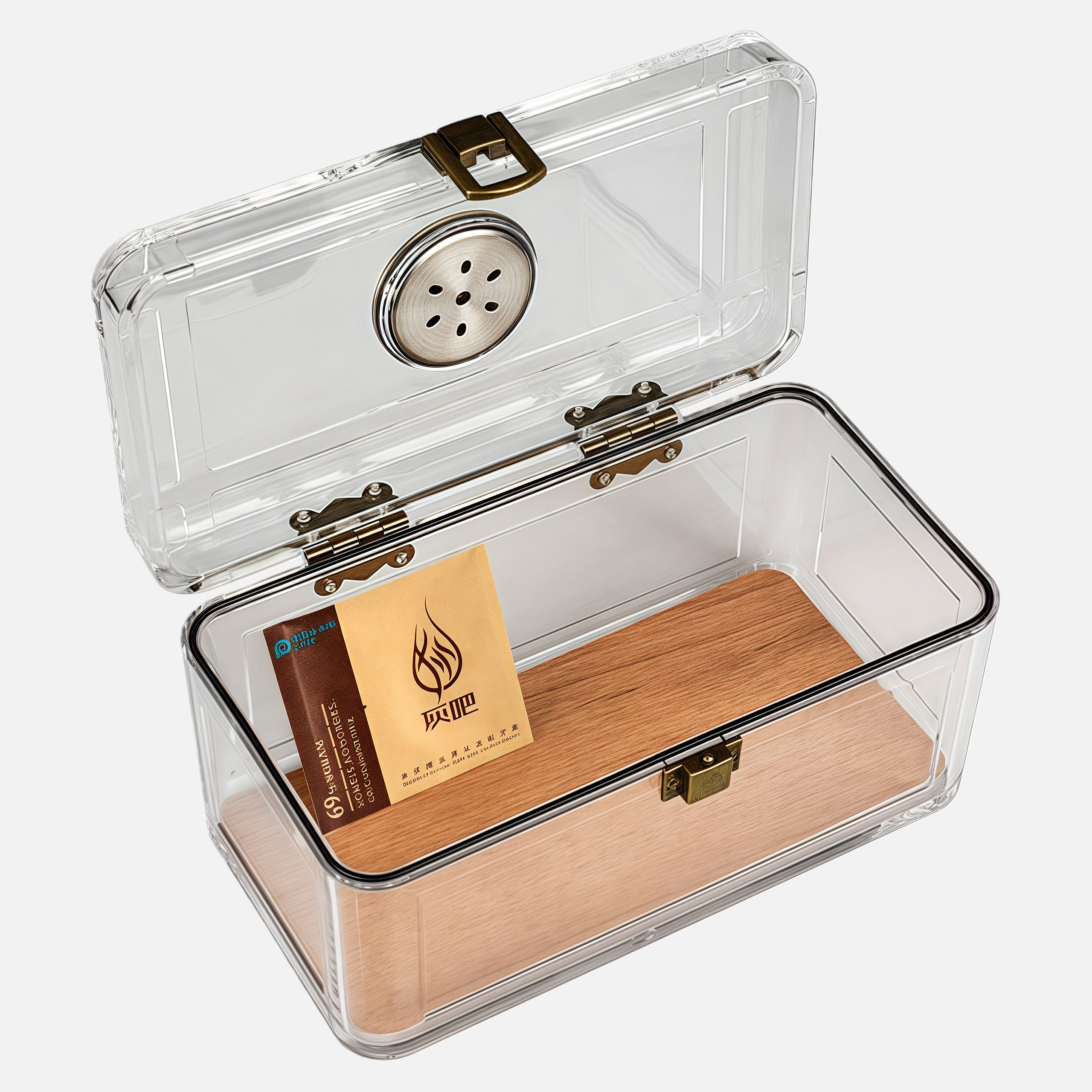 Portable Clear Acrylic Cigar Humidor – Travel Case for Cigar Storage with Hygrometer