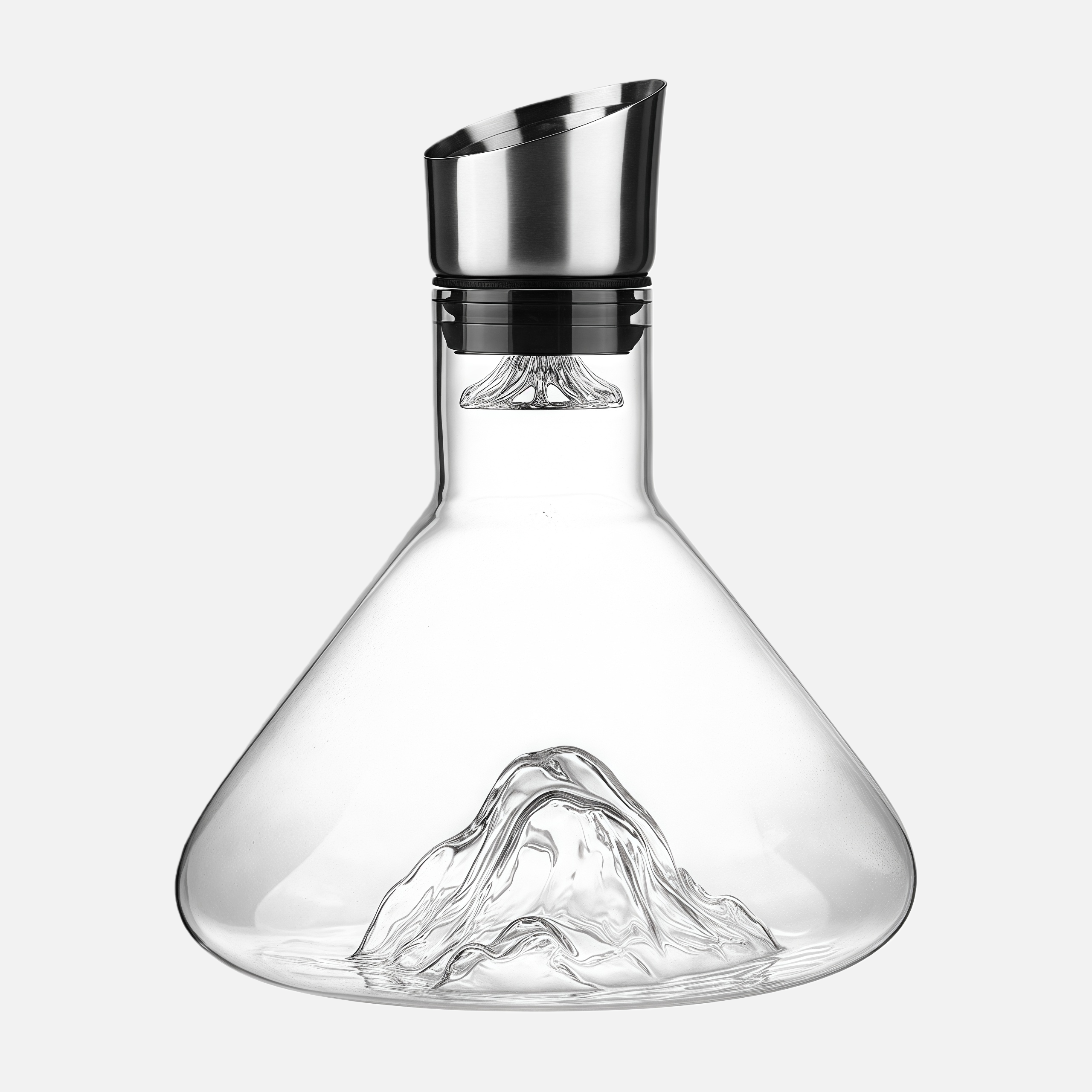 Mountain Design Whiskey Decanter – Unique Glass Bottle with Gold Accent