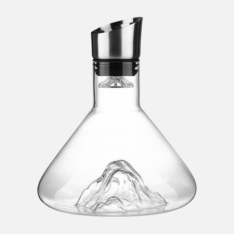 Mountain Design Whiskey Decanter – Unique Glass Bottle with Gold Accent