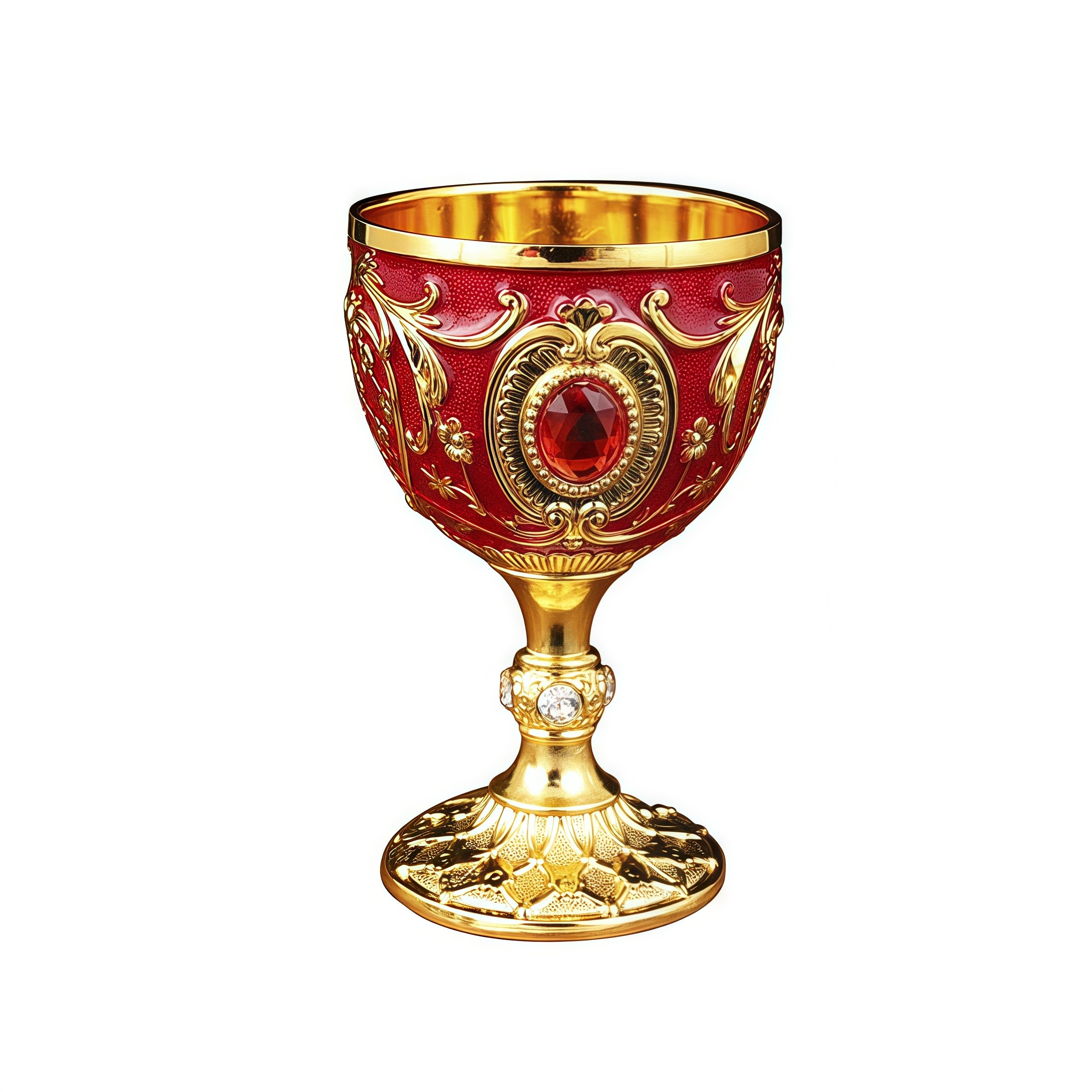 Vintage Gold Goblet – Small Luxury Wine Cup with Crystal Detail