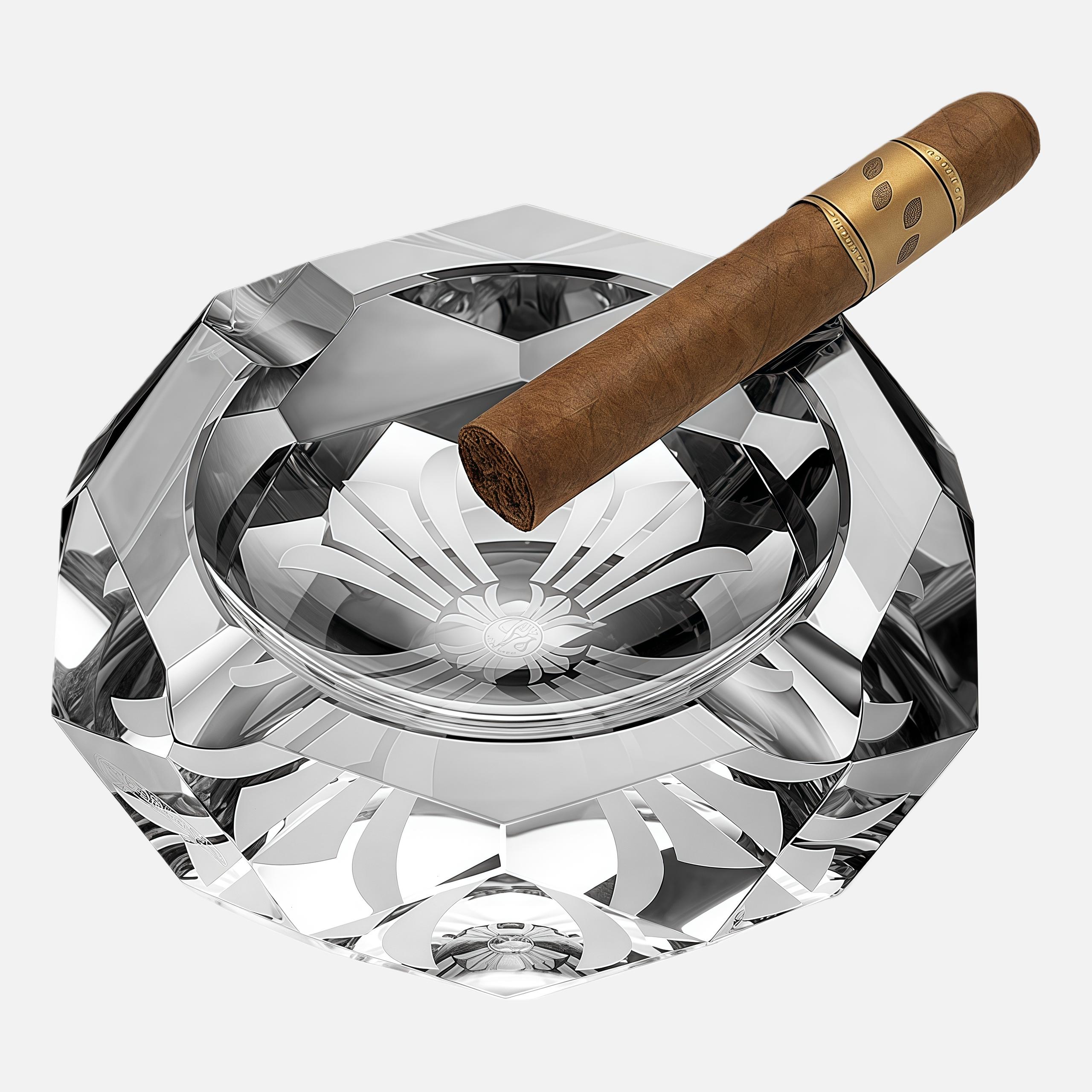 Premium Crystal Cigar Ashtray – Elegant Faceted Geometric Design for Cigar Lovers