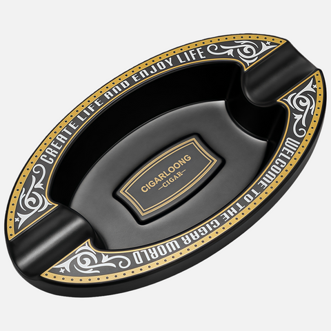 Luxury Ceramic Cigar Ashtray – Classic Oval Design with Dual Cigar Rests