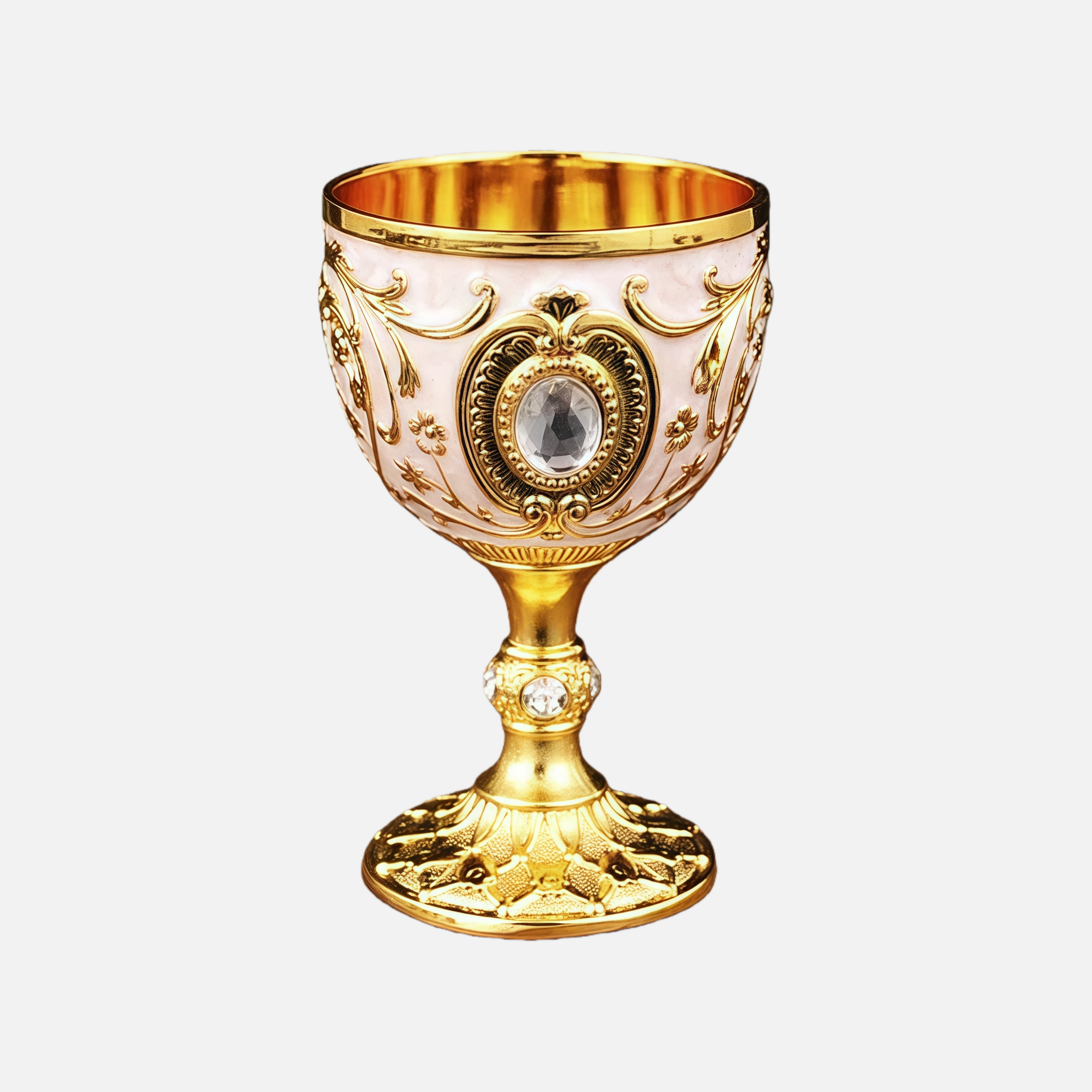 Vintage Gold Goblet – Small Luxury Wine Cup with Crystal Detail