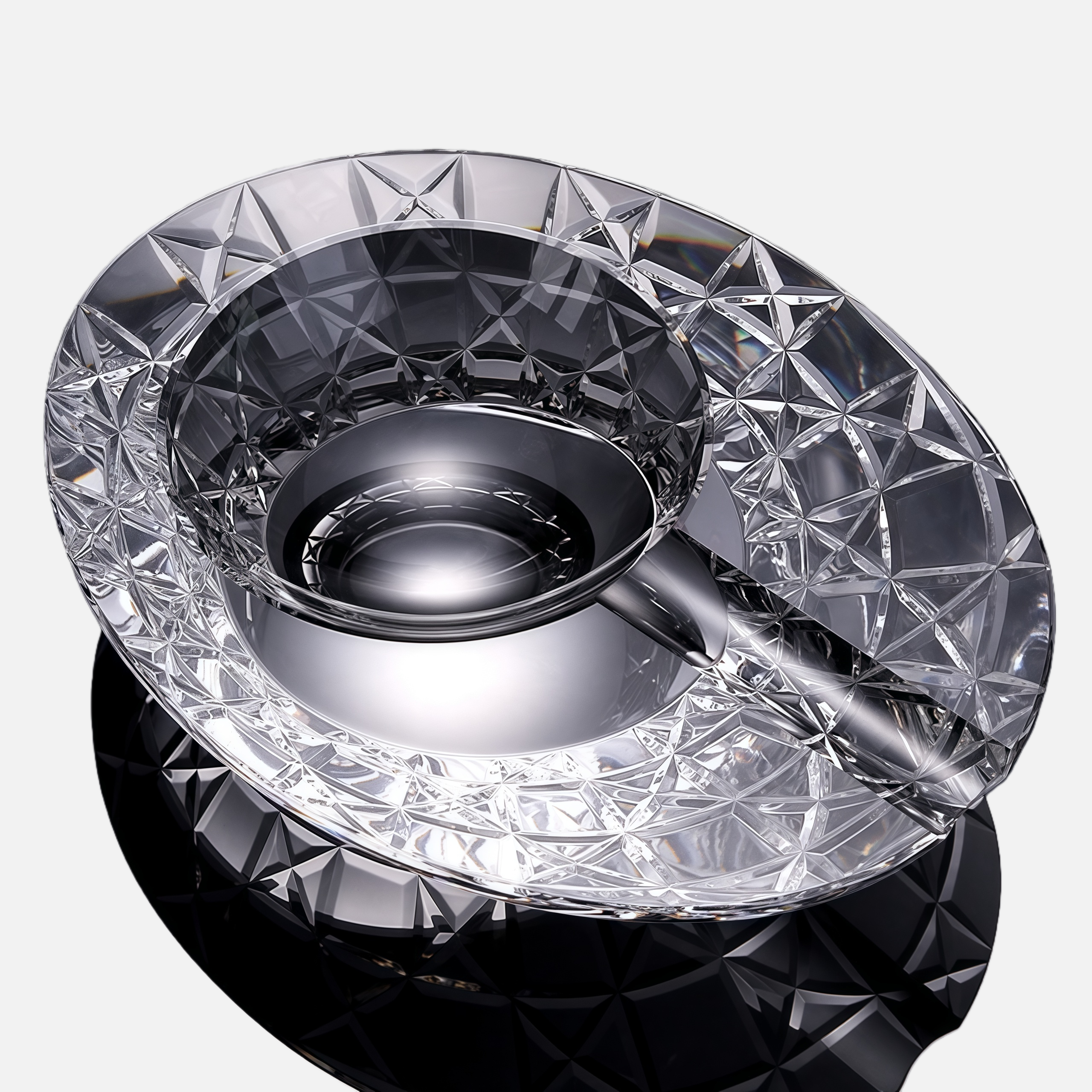 Luxury Crystal Cigar Ashtray – Cut Glass Design with Deep Bowl