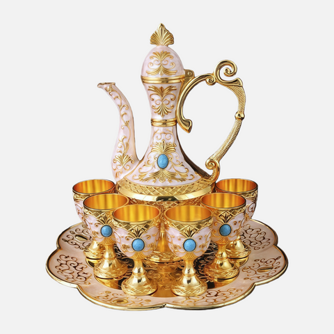 Luxury Vintage Wine Decanter Set – Elegant European Style Serving Set with Cups & Tray