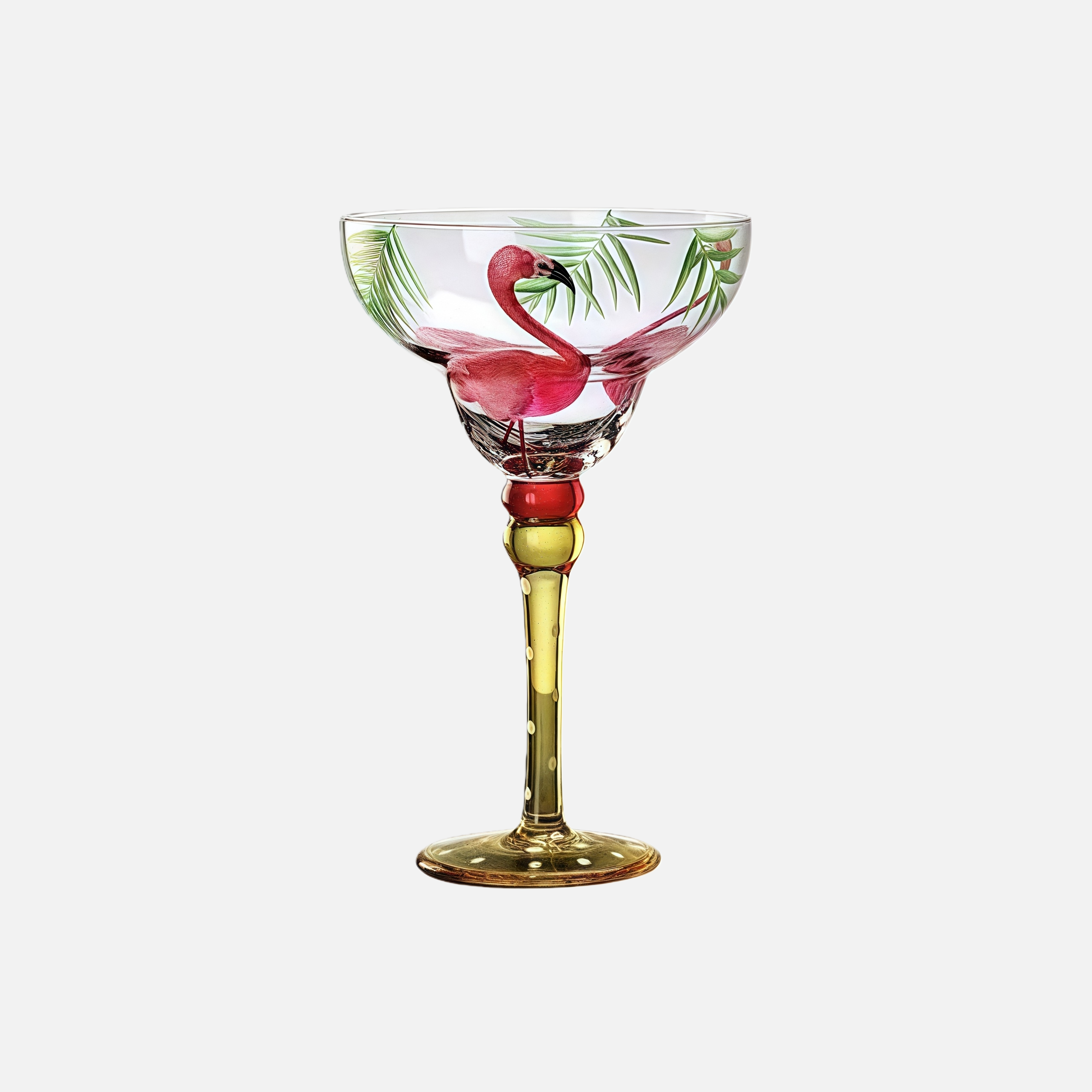 Hand-Painted Flamingo Margarita Glass – Colorful Crystal Cocktail Glass