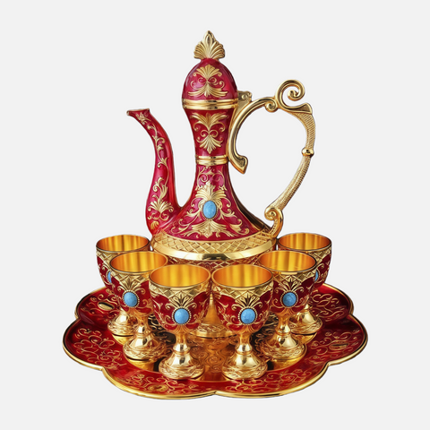 Luxury Vintage Wine Decanter Set – Elegant European Style Serving Set with Cups & Tray