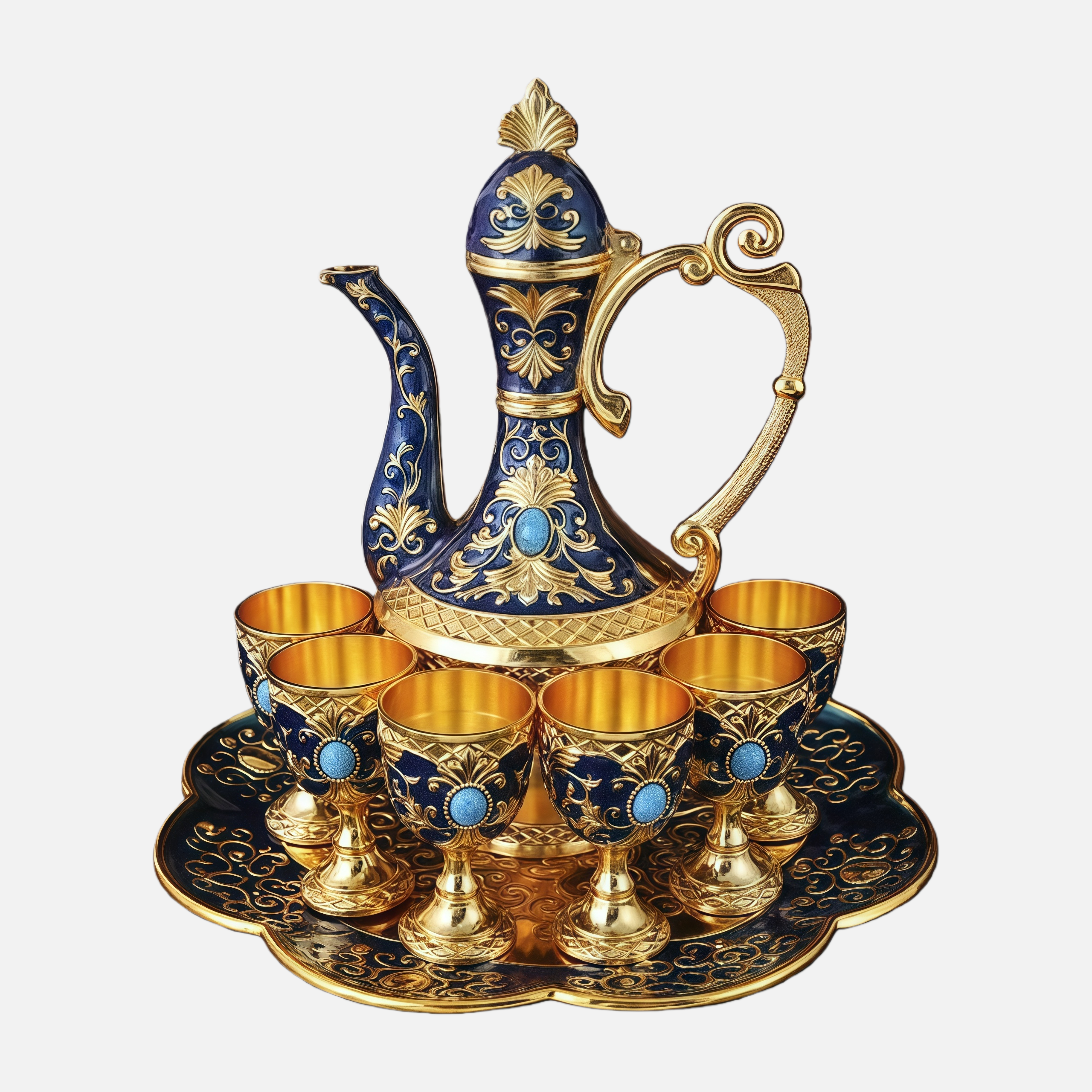 Luxury Vintage Wine Decanter Set – Elegant European Style Serving Set with Cups & Tray