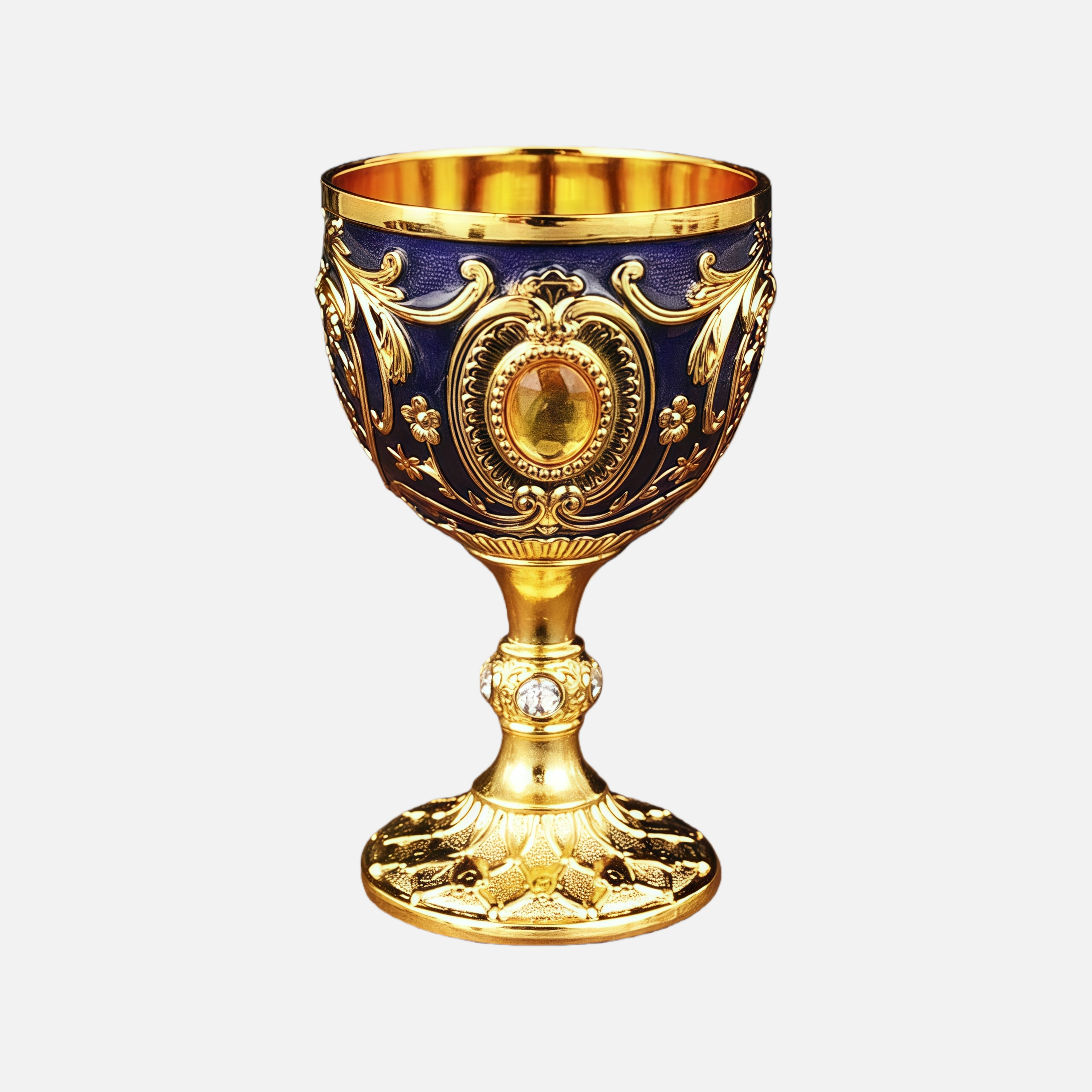 Vintage Gold Goblet – Small Luxury Wine Cup with Crystal Detail