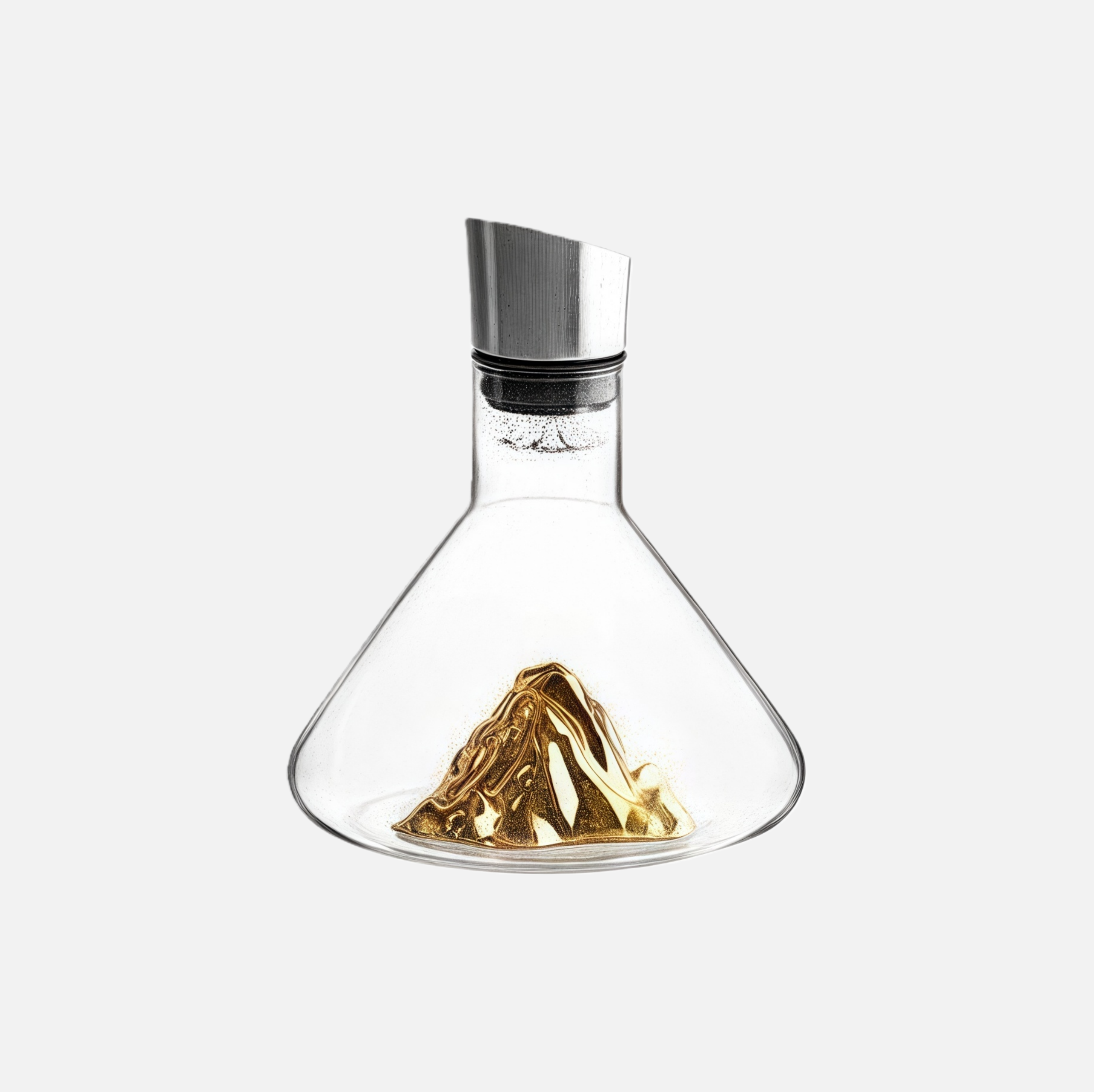 Mountain Design Whiskey Decanter – Unique Glass Bottle with Gold Accent