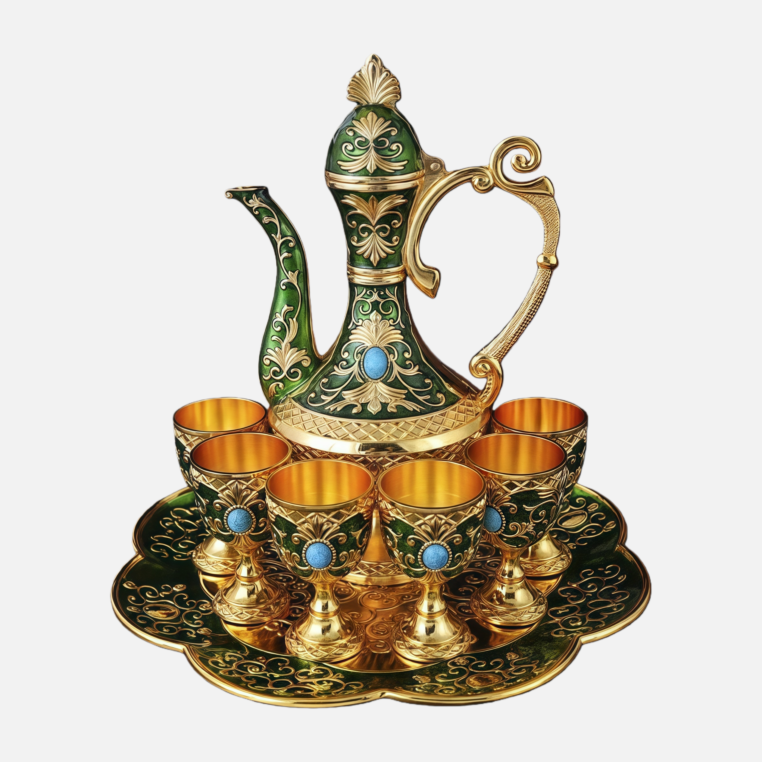 Luxury Vintage Wine Decanter Set – Elegant European Style Serving Set with Cups & Tray