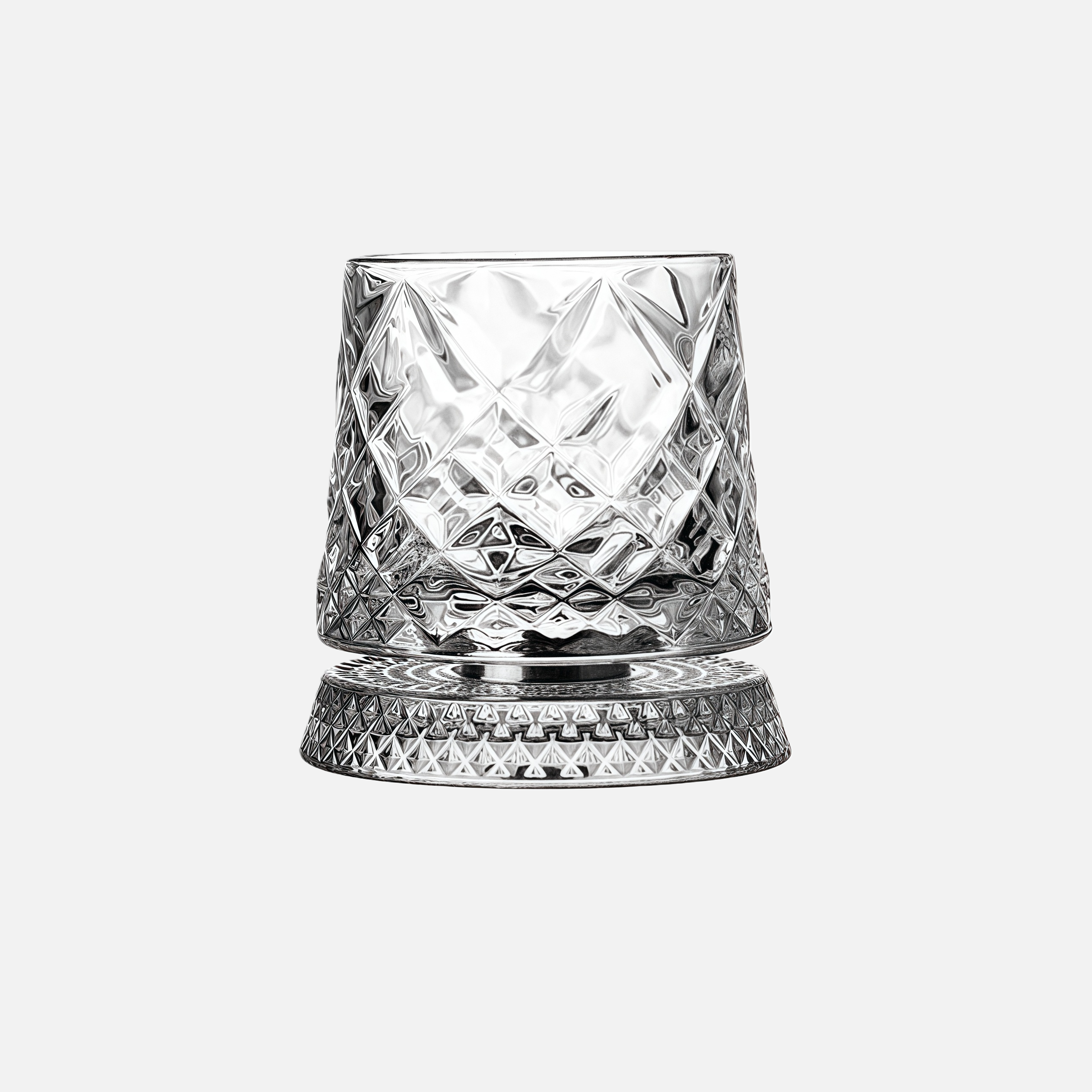 Crystal Swivel Whiskey Glass – Rotating Base Tumbler for Smooth Drinking