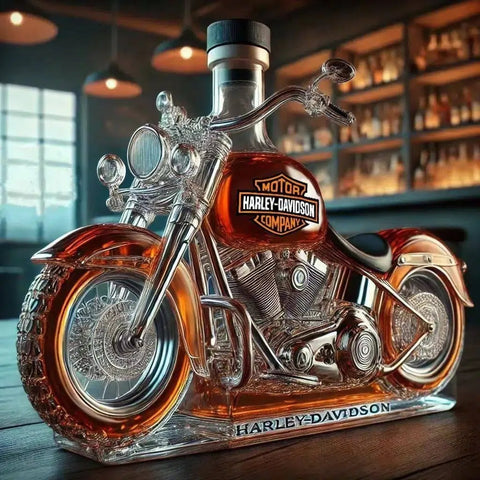 Vintage Motorcycle Whiskey Decanter – Unique Glass Bottle Gift for Men & Bar Decor