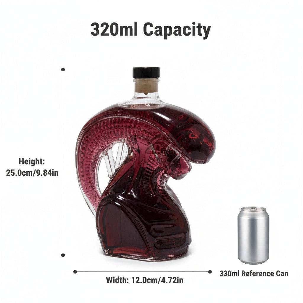 Alien Skull Wine Bottle – Creative Sculpted Glass Decanter (320ml)