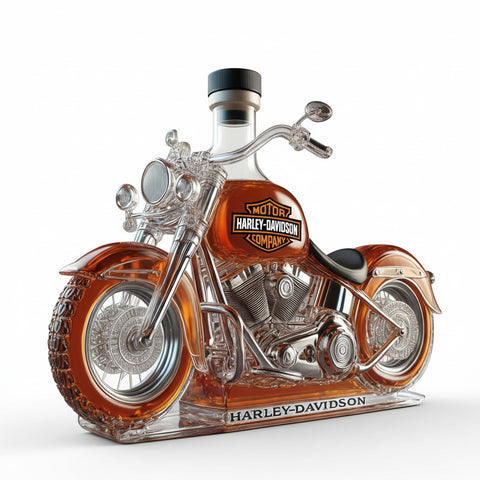 Vintage Motorcycle Whiskey Decanter – Unique Glass Bottle Gift for Men & Bar Decor