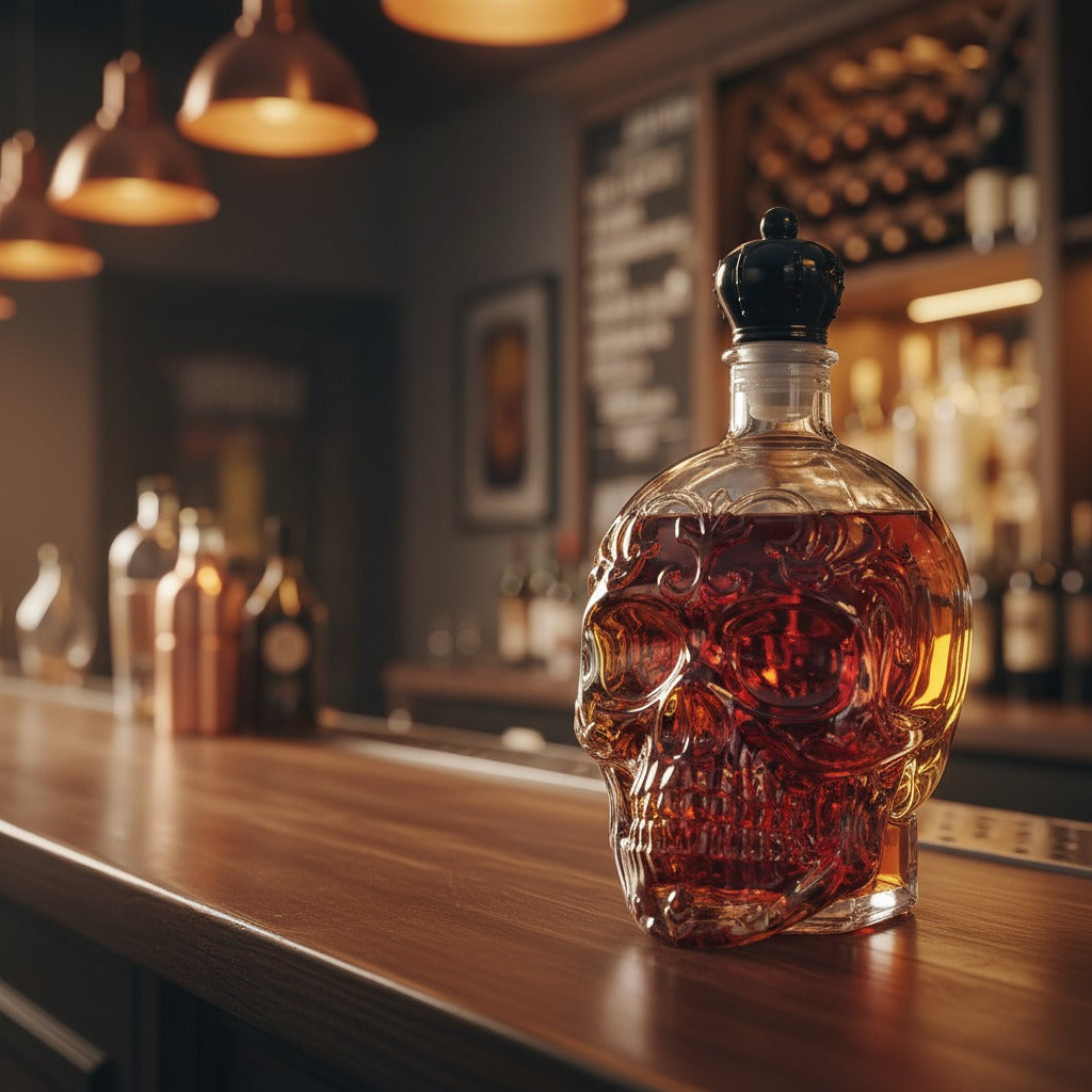 Skull Whiskey Decanter – Unique Glass Bottle for Bar Decor & Gifts