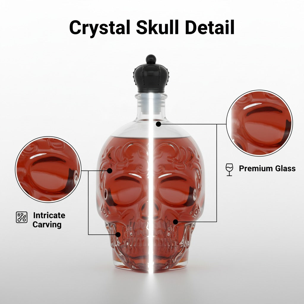 Skull Whiskey Decanter – Unique Glass Bottle for Bar Decor & Gifts