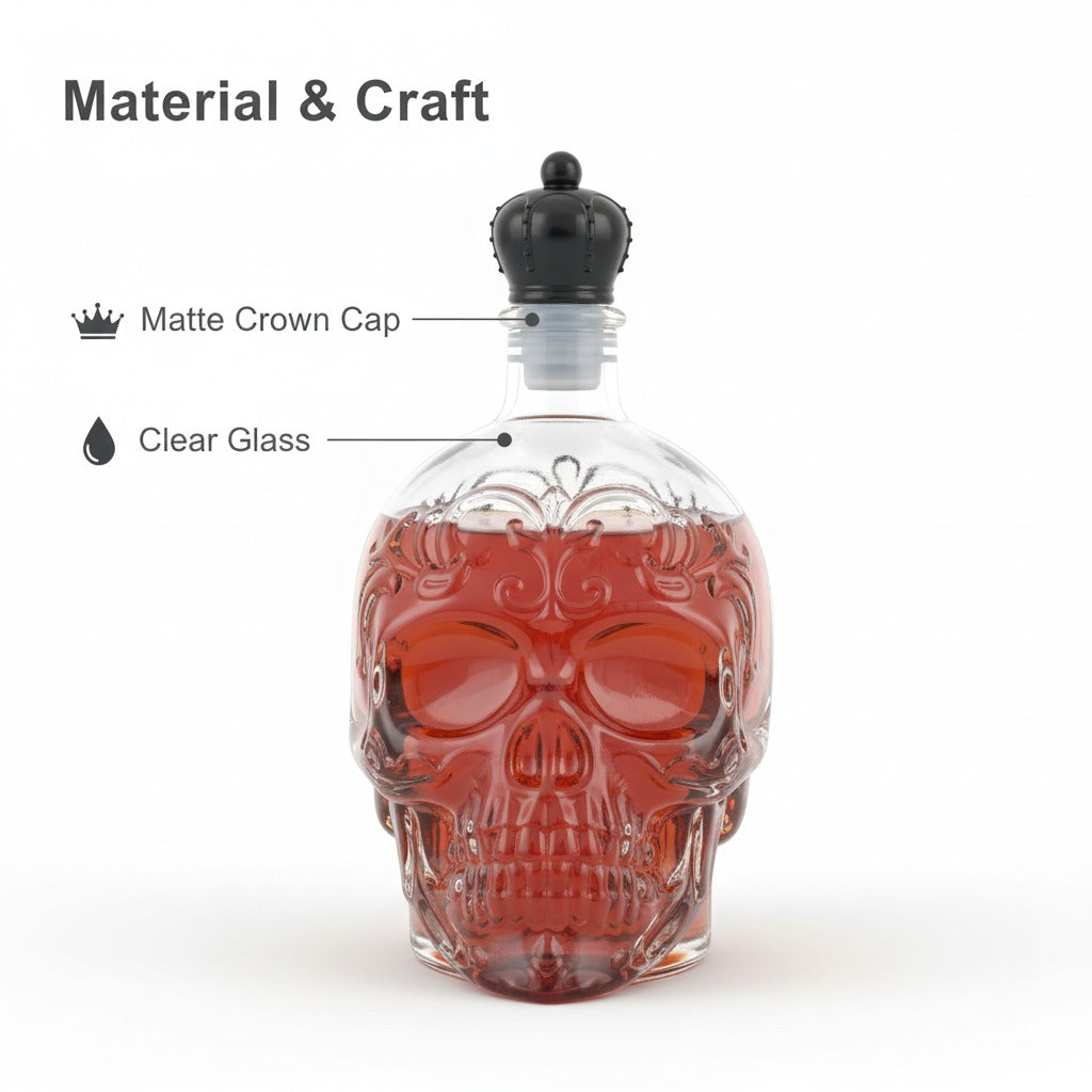 Skull Whiskey Decanter – Unique Glass Bottle for Bar Decor & Gifts