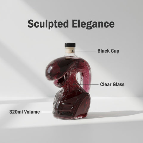 Alien Skull Wine Bottle – Creative Sculpted Glass Decanter (320ml)
