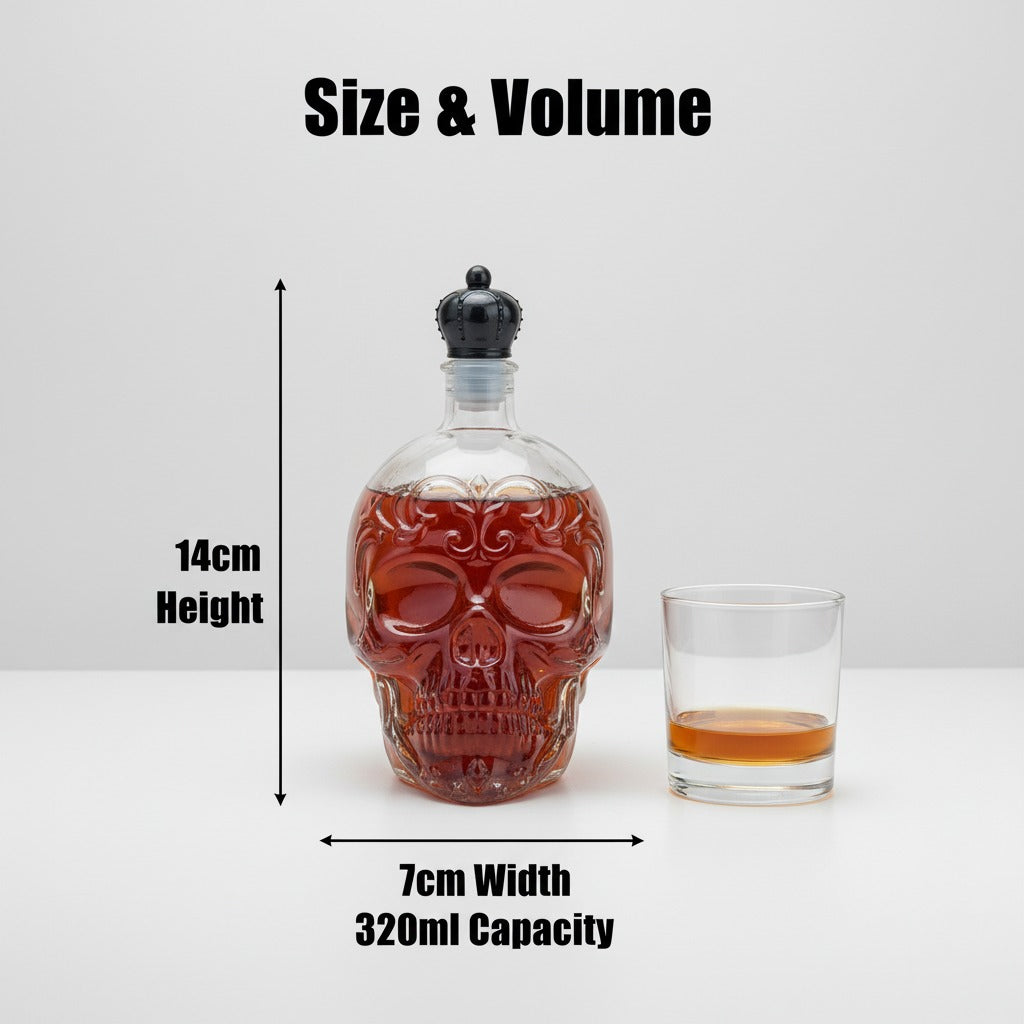 Skull Whiskey Decanter – Unique Glass Bottle for Bar Decor & Gifts