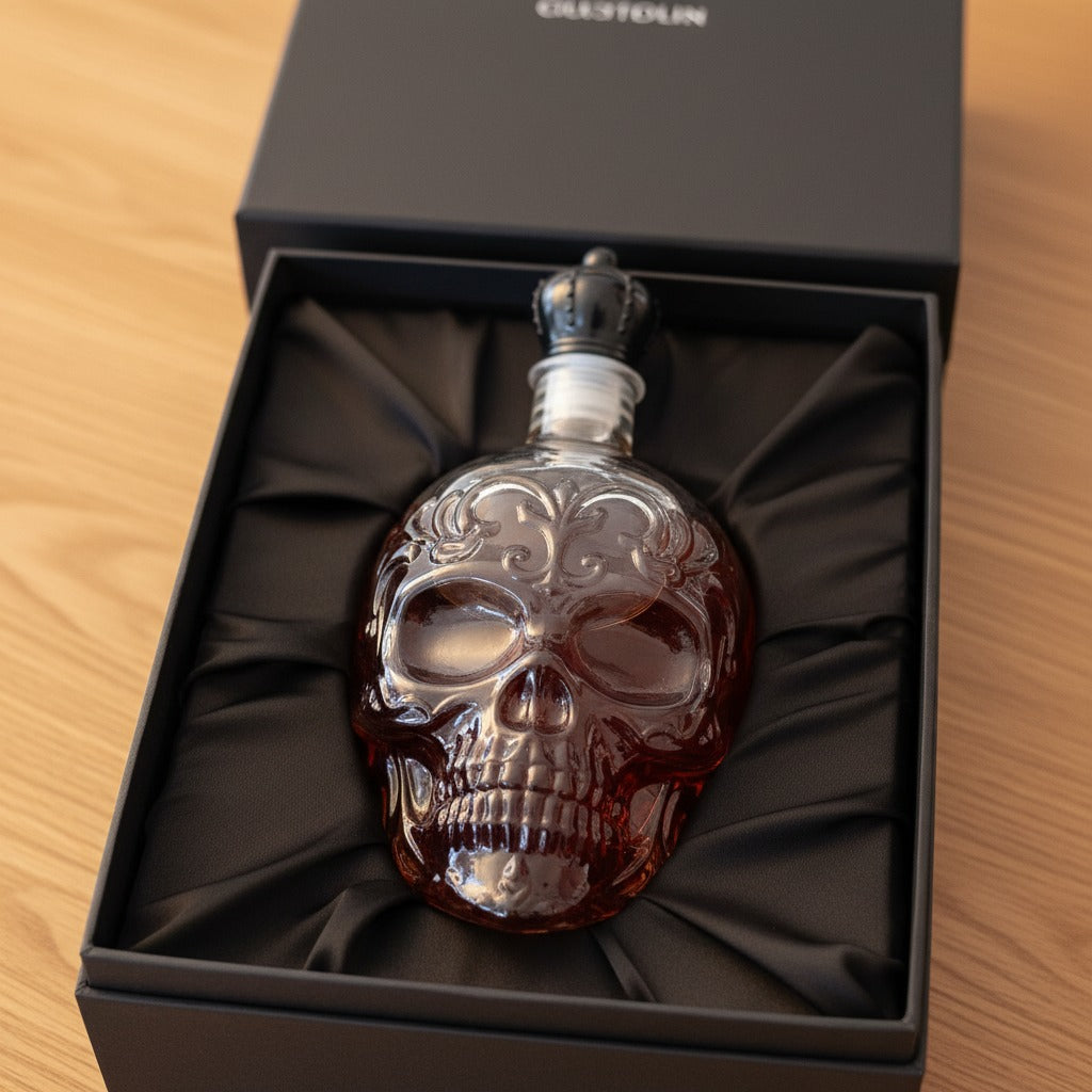 Skull Whiskey Decanter – Unique Glass Bottle for Bar Decor & Gifts