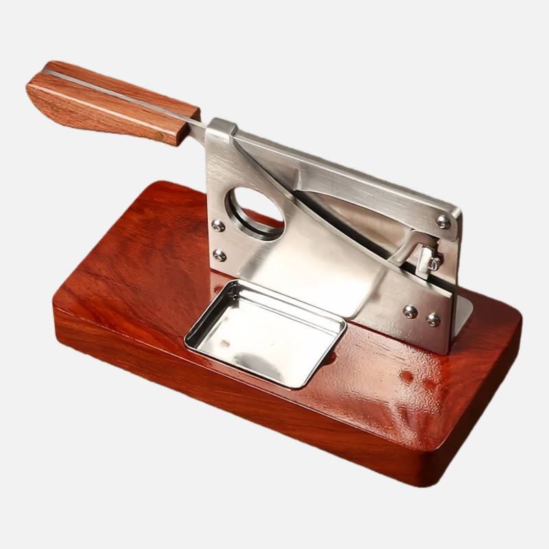 Precision Lever Cigar Cutter – Professional Guillotine with Wooden Stand for Cigars
