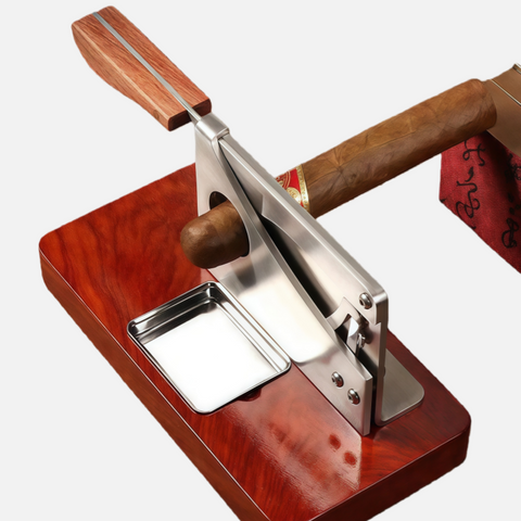Precision Lever Cigar Cutter – Professional Guillotine with Wooden Stand for Cigars